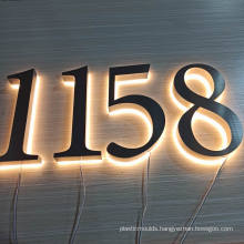 Outdoor Decoration Backlit Metal Illuminated Led House Numbers Sign